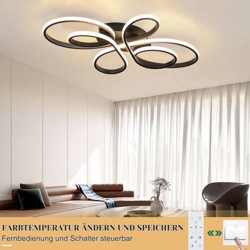 Plafonnier LED Dimmable 78w 80cm Blanc Moderne Télécommande Salon Bureau