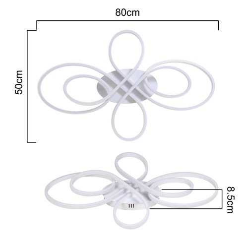 Plafonnier LED Dimmable 78w 80cm Blanc Moderne Télécommande Salon Bureau