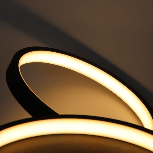 Plafonnier LED Design 29w Noir 4 Anneaux Blanc Chaud Moderne Salon Chambre