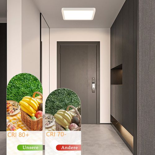 Plafonnier LED Ip44 23w 23cm Carré Blanc Chaud Sdb Cuisine Chambre Couloir