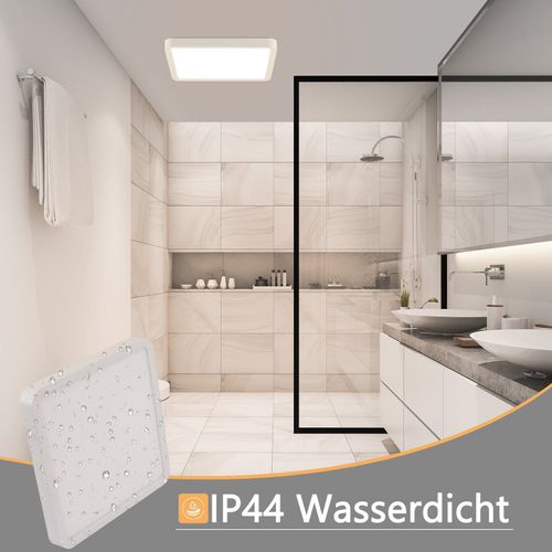 Plafonnier LED Ip44 23w 23cm Carré Blanc Chaud Sdb Cuisine Chambre Couloir