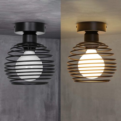 Plafonnier Vintage Plafonnier 2 Lampes De Couloir Rétro Noir E27 Max.40w Sans Ampoules