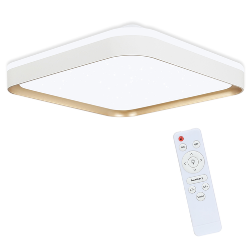 Plafonnier LED Carré Dimmable, 30 cm, 32 W, Blanc. Pour chambre, salon, avec télécommande.