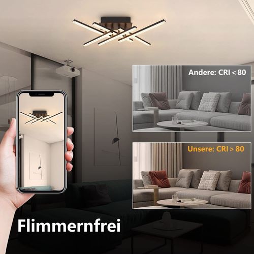 Plafonnier LED Lampe De Salon Moderne 50 Cm Lampe Noir Avec Télécommande 36 W Lampe Cristal