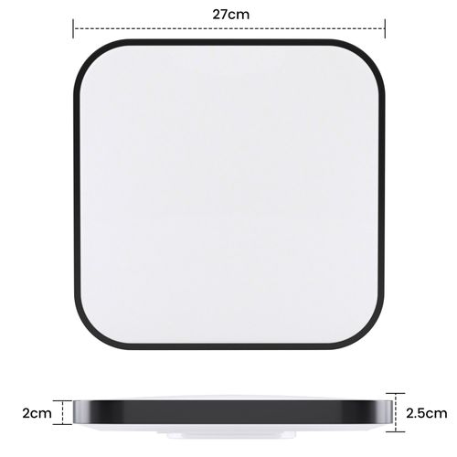 Plafonnier LED Ip44 Noir 27 Cm 15 W Chambre Cuisine Dimmable Avec Télécommande Carrée