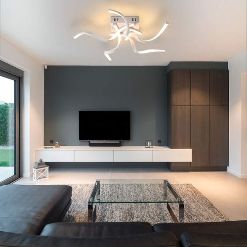 Plafonnier LED Blanc Moderne Dimmable 65cm Lampe De Chambre Design En Forme De Vague 48w