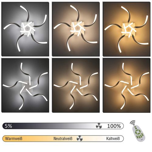 Plafonnier LED Blanc Moderne Dimmable 65cm Lampe De Chambre Design En Forme De Vague 48w