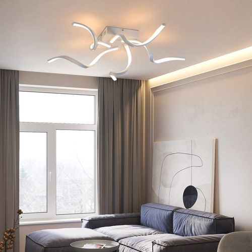 Plafonnier LED Blanc Moderne Dimmable 65cm Lampe De Chambre Design En Forme De Vague 48w