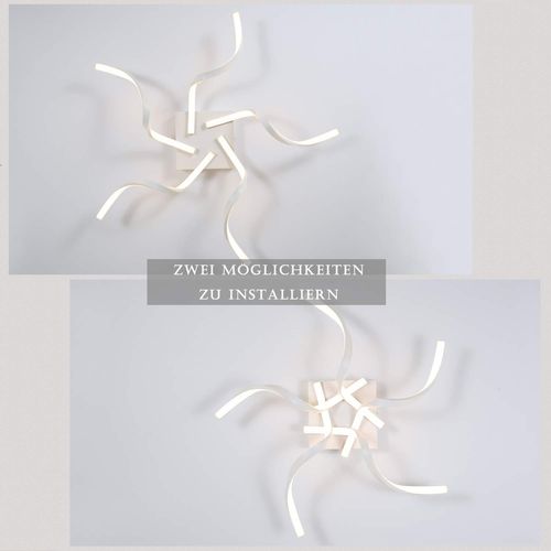 Plafonnier LED Blanc Moderne Dimmable 65cm Lampe De Chambre Design En Forme De Vague 48w