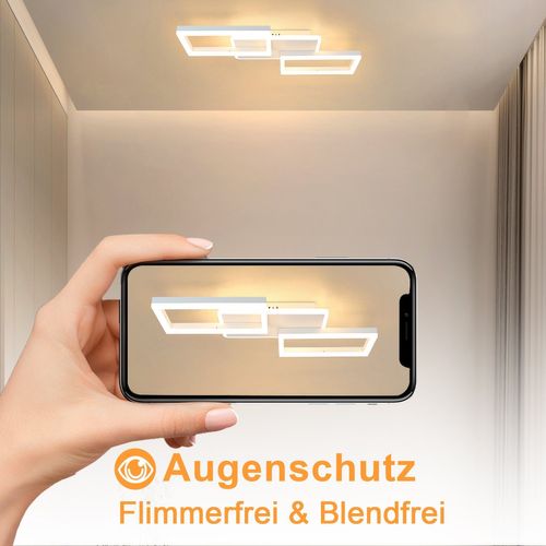 Plafonnier LED 48w Blanc Dimmable Télécommande Moderne Salon Bureau