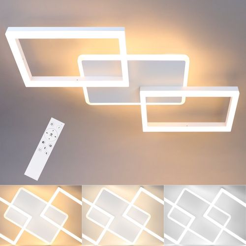 Plafonnier LED 48w Blanc Dimmable Télécommande Moderne Salon Bureau
