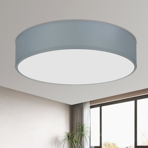 Plafonnier Rond Tissu Gris 30cm E27 Moderne Salon Chambre Couloir