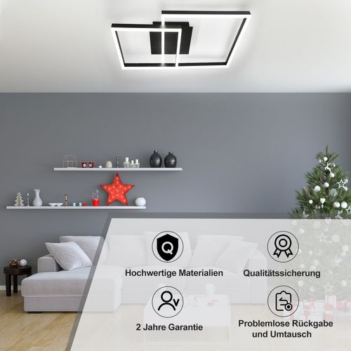 Plafonnier LED 50w Noir Géométrique Dimmable Télécommande Moderne