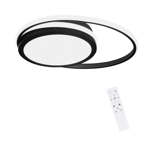 Plafonnier LED 56w Noir Rond Dimmable Effet Ciel Étoilé Moderne Salon