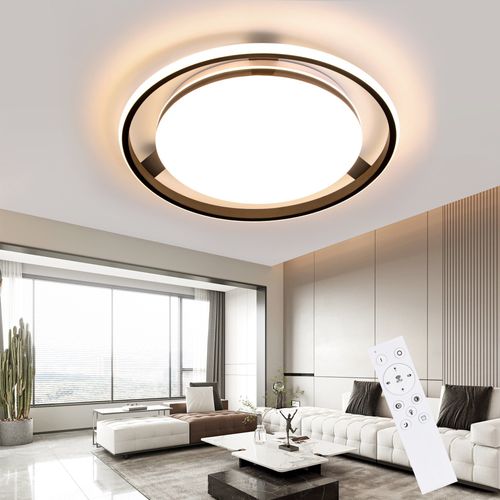 Plafonnier LED Noir Rond Dimmable Télécommande Moderne Salon Cuisine