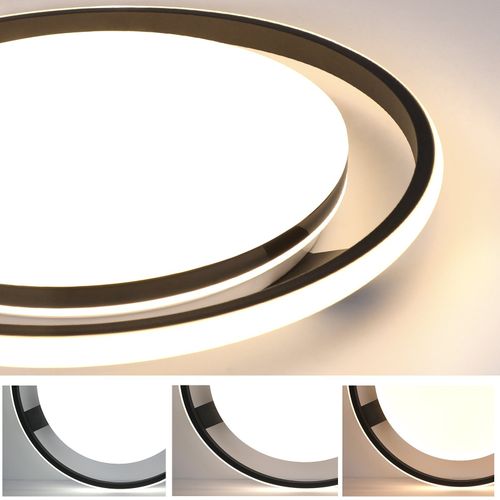 Plafonnier LED Noir Rond Dimmable Télécommande Moderne Salon Cuisine