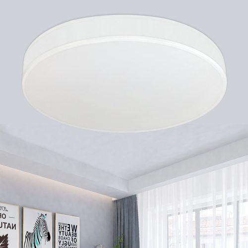 Plafonnier LED Rond Blanc 30cm Moderne 12w Avec Abat-jour En Tissu 3000k Blanc Chaud