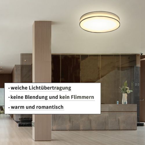 Plafonnier LED Rond Blanc 30cm Moderne 12w Avec Abat-jour En Tissu 3000k Blanc Chaud