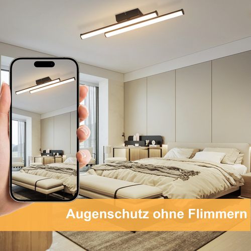 Plafonnier LED Salon Moderne Noir 24w 3000k Blanc Chaud Chambre LED Intégré En Permanence