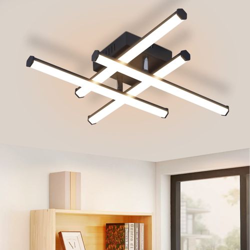 Plafonnier LED Salon Plafonnier Moderne Noir 24w Design D'intérieur 3000k Blanc Chaud