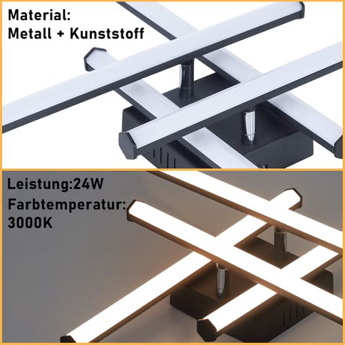 Plafonnier LED Salon Plafonnier Moderne Noir 24w Design D'intérieur 3000k Blanc Chaud