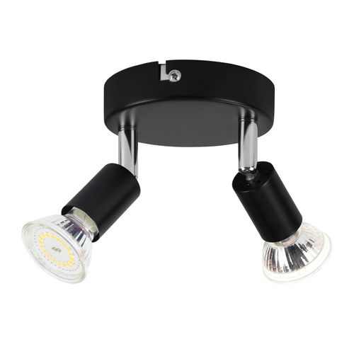 Spot De Plafond LED Noir 2 Ampoules Orientable 350° Gu10 Industriel