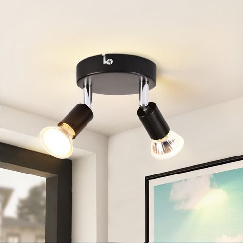 Spot De Plafond LED Noir 2 Ampoules Orientable 350° Gu10 Industriel