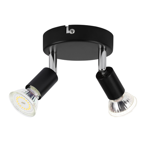 Spot De Plafond LED Noir 2 Ampoules Orientable 350° Gu10 Industriel