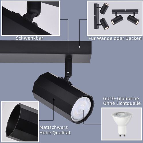 Plafonnier 2 Spots Noir Vintage Pivotant 350° Gu10 Max 25w Métal Sans Ampoule