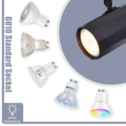 4 Spots De Plafond Noir Gu10 Orientables à 350° En Métal Vintage Max. 25w Sans Ampoules