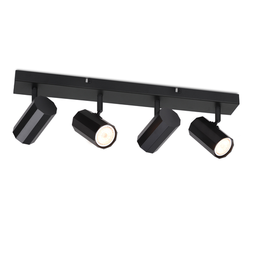 4 Spots De Plafond Noir Gu10 Orientables à 350° En Métal Vintage Max. 25w Sans Ampoules