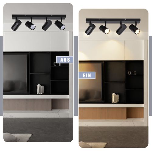 4 Spots De Plafond Noir Gu10 Orientables à 350° En Métal Vintage Max. 25w Sans Ampoules
