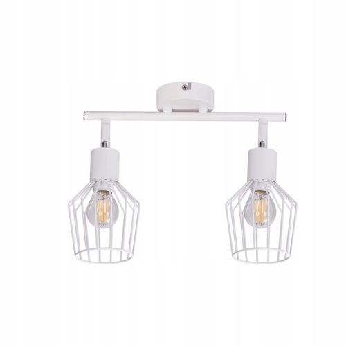 Plafonnier 2 Spots E14 Métal Blanc Industriel Pivotant 350° Couloir Salon