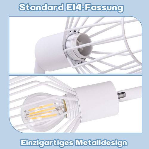 Plafonnier 2 Spots E14 Métal Blanc Industriel Pivotant 350° Couloir Salon