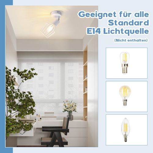 Spot Plafond E14 Métal Blanc Industriel Pivotant 350° Couloir Salon