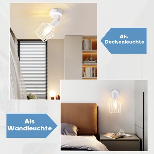 Spot Plafond E14 Métal Blanc Industriel Pivotant 350° Couloir Salon