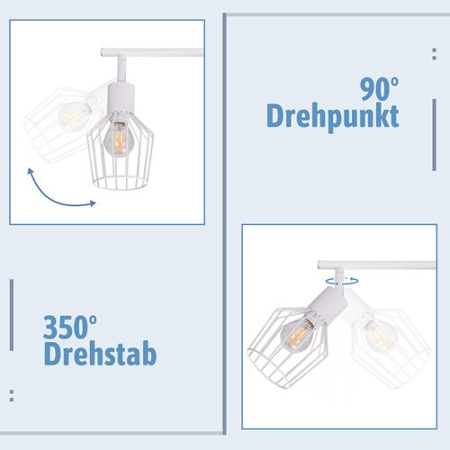 3 Spots De Plafond E14 - Métal, Lampe De Couloir Industrielle Pivotante à 350°, Applique Murale