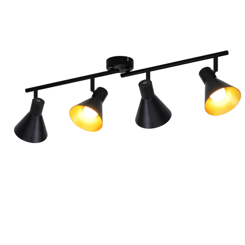 4 Spots Plafonnier Noir Vintage 71cm E14 Métal Pivotant à 330°industriel