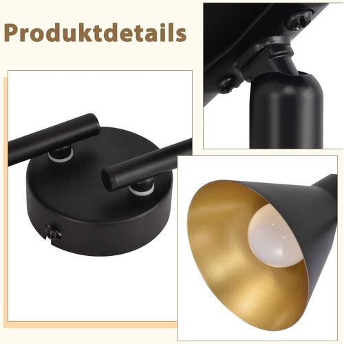 4 Spots Plafonnier Noir Vintage 71cm E14 Métal Pivotant à 330°industriel