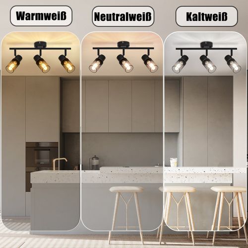 Plafonnier 3 Spots Noir Vintage E27 Pivotant à 330°abat-jour En Métal. 25w Sans Ampoule