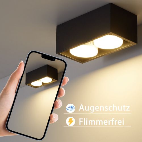 2 Spots De Plafond En Saillie Noir Avec Lumière Orientable Blanc Chaud Moderne 2x5w Gx53
