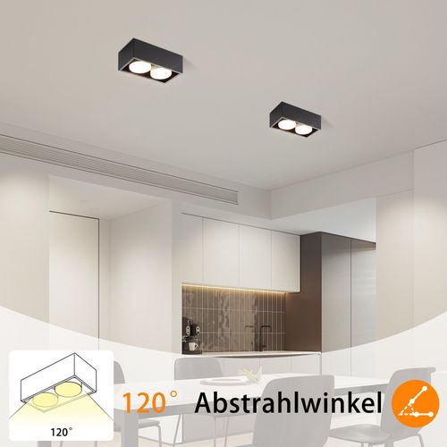 2 Spots De Plafond En Saillie Noir Avec Lumière Orientable Blanc Chaud Moderne 2x5w Gx53