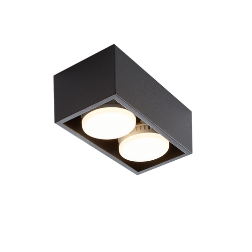 2 Spots De Plafond En Saillie Noir Avec Lumière Orientable Blanc Chaud Moderne 2x5w Gx53