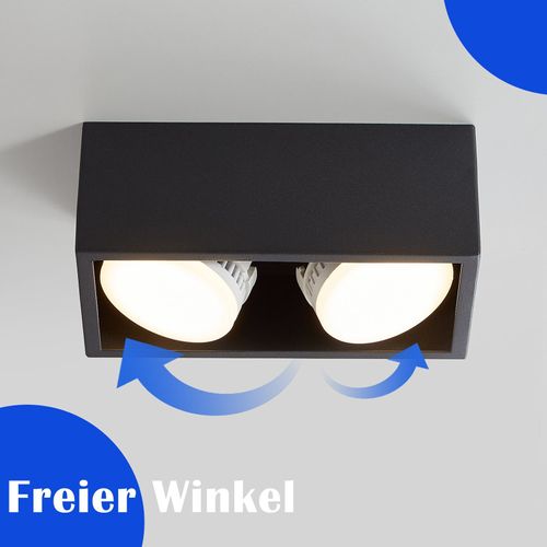 2 Spots De Plafond En Saillie Noir Avec Lumière Orientable Blanc Chaud Moderne 2x5w Gx53