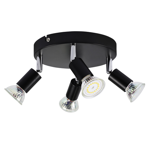 Plafonnier 4 Spots Noir Pivotants Gu10 Métal Moderne Salon Cuisine Couloir