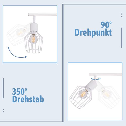 Plafonnier 6 Ampoules E14 Spot De Plafond Rétro Blanc Orientable 350° LED