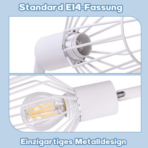 Plafonnier 6 Ampoules E14 Spot De Plafond Rétro Blanc Orientable 350° LED