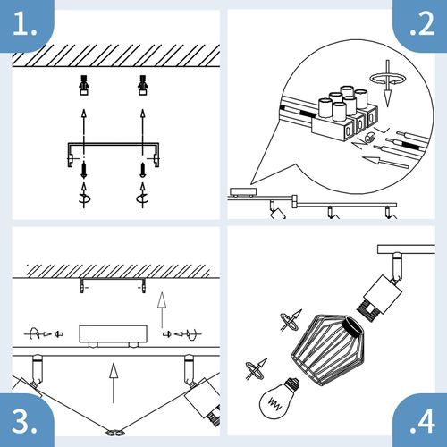 Plafonnier 6 Ampoules E14 Spot De Plafond Rétro Blanc Orientable 350° LED