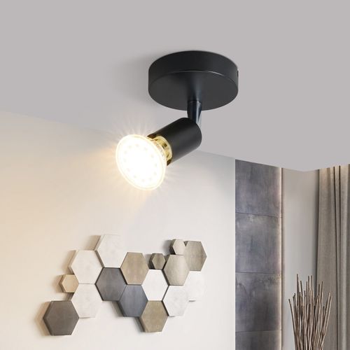 Spot Gu10 Max.40 W Applique Murale D'intérieur Moderne Noire, Spot Orientable à 330°