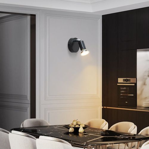 Spot Gu10 Max.40 W Applique Murale D'intérieur Moderne Noire, Spot Orientable à 330°